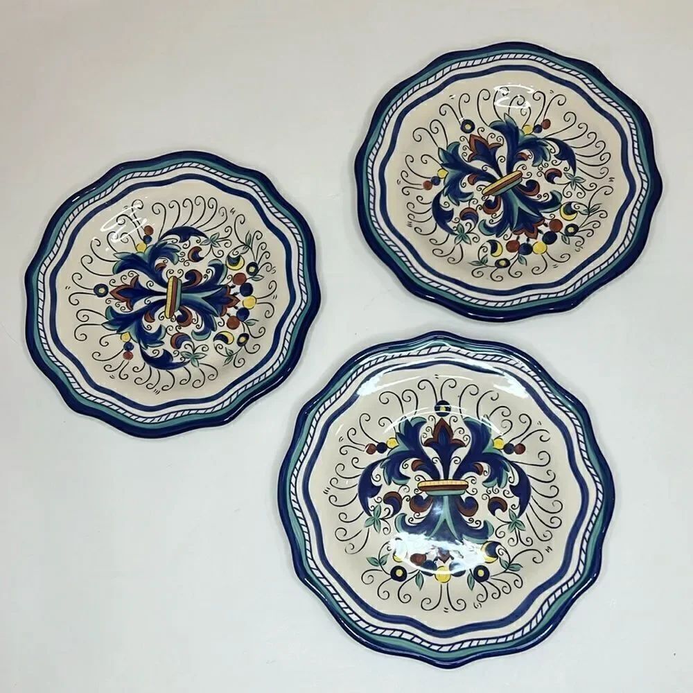 Pier One Imports Salad plates San Marino Handcrafted Earthenware 8 1/2 In Set 3